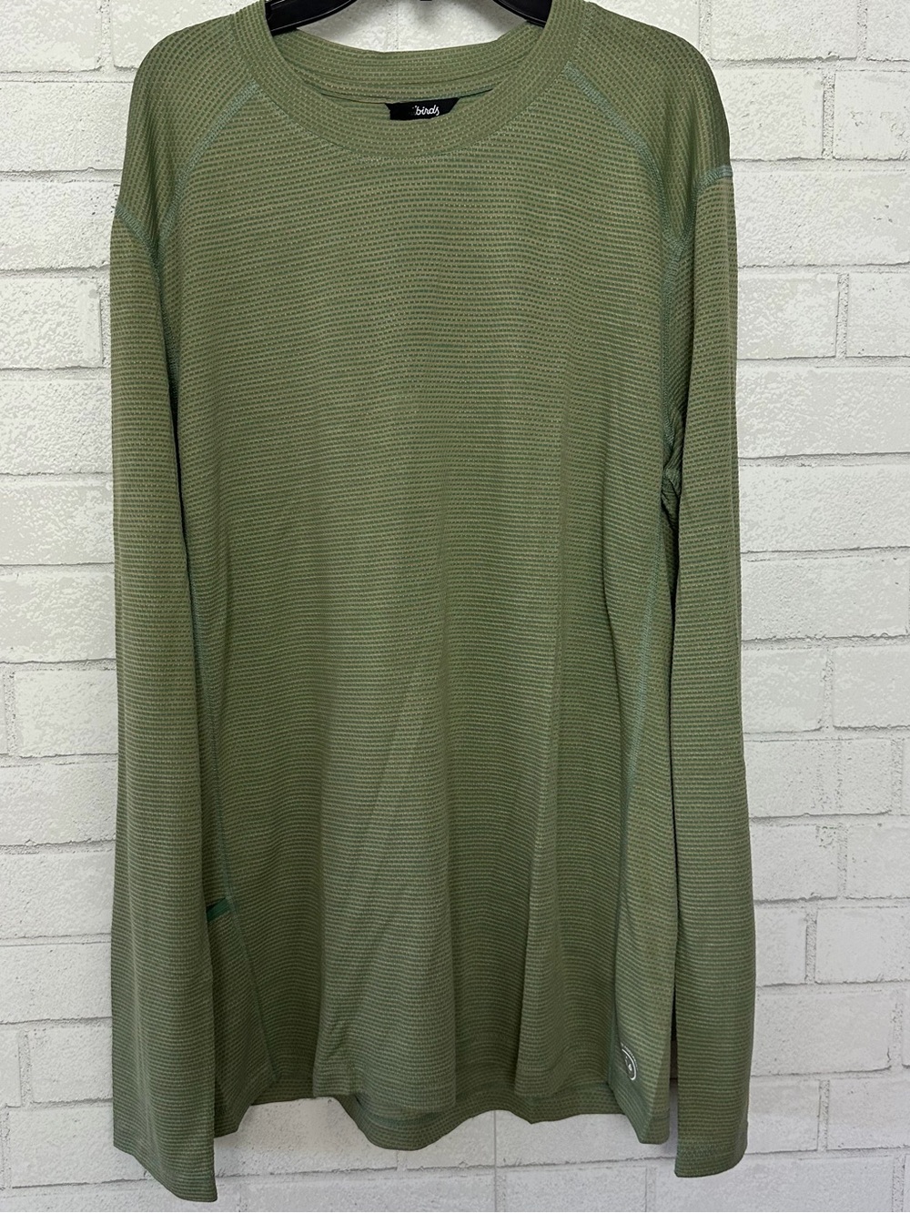 Albirds Natural Run Merino Blend Green Long-Sleeve Waffle Knit Tee Large